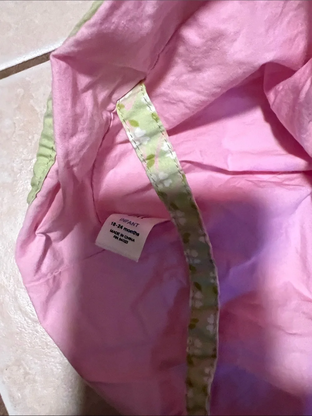 GAP Kids Floral Sun Hat in Light Green with Pink Lining